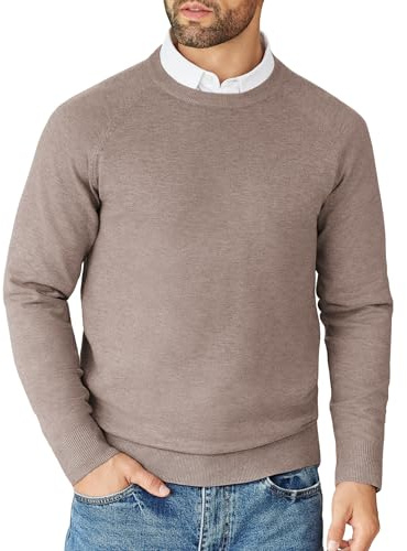 COOFANDY herrtröja långärmad stickad tröja långärmad fin stickad tröja crewneck herrtröja varm vintertröja casual tröja business, Mångrå, S