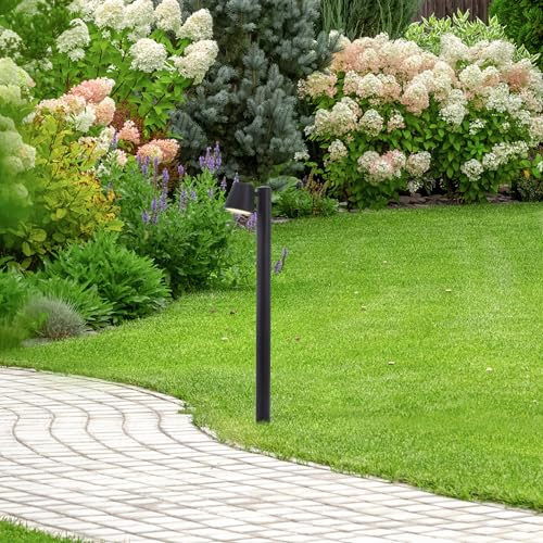 Lightbox Außenstehlampe | 80 cm Höhe | moderne Outdoor Standleuchte | Wegelampe | Pollerleuchte | Garten und Terrasse | wetterfest (IP44) | GU10 Fassung | aus Metall/Kunststoff in Schwarz