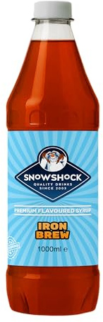 SnowShock Slush Syrup 1L Iron Brew | Slushy Concentrate Dilute for Ice Slushie Machine - Makes Over 20 Drinks - Refreshing Frozen Drink Mix for Kids Parties, Cafes, Events & Food Vans | Vegan