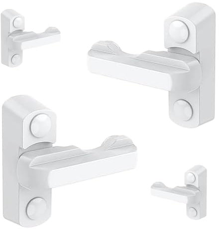 FUZVOL 4 Pieces Sash Jammer,White Zinc Cast Alloy Window Blocker,Extra Additional Home Door Window Security Locks,Anti-Theft Locks Buckle for UPVC PVC Doors Windows