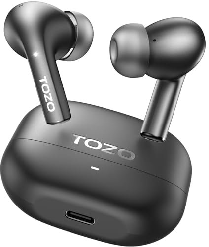 TOZO E2 Wireless Earbuds, Bluetooth 5.3 Earphones, 32 EQ Presets & App Customisation, 10mm Drivers for Deep Bass, 30-Hour Playtime Ear Buds, IPX6 Waterproof Wireless Earphones, Comfortable In-Ear Fit