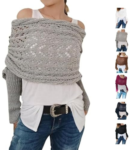 Schal Mit äRmeln Strick Sweater FüR Damen Multifunktionaler Pullover Schal äRmelschal Scarf With Sleeves Winter Fall Sweater Knitted Cable Wrap Knitted Wrap Elegante Warm Strickschal DamenSchultertuch