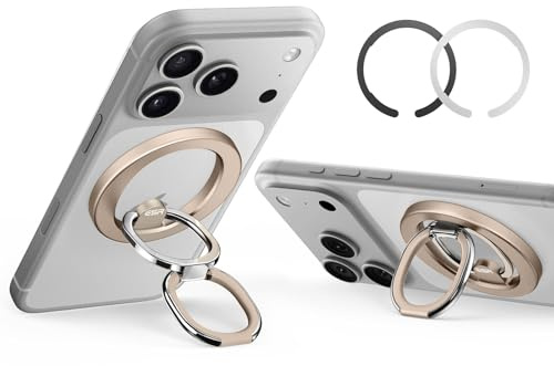 ESR for MagSafe Ring Holder, for MagSafe Phone Grip, Magnetic Phone Ring Holder, Magnetic Phone Grip with 2-Way Adjustable Stand for iPhone 17/16/15/14/13/12, S25, Pixel 10, Phone Accessories,Titanium