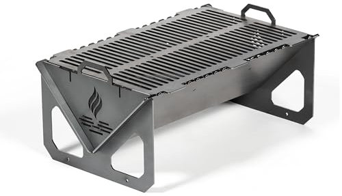 D&L Lasertec Outdoor Grill mit Flammenmuster inklusive Grillrost, Feuerstelle, Grill, Kaminstelle, Feuerkorb, Rost, Edelrost, Garten, Terrasse - Deko