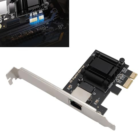 Carte Réseau PCIe, Adaptateur Réseau PCIe de Bureau 5 Gbit/s Haute Vitesse avec Canal de Données à Bande Passante élevée pourWin 10 11 pour Linux