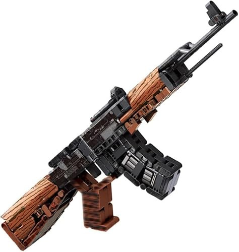 FULHOLPE Technik Schießwaffe Bausteine, Militär AK-47 Sturmgewehr Bausatz Modell, Klemmbausteine Gewehr Waffen Konstruktionspielzeug Kompatibel mit Großen Marken