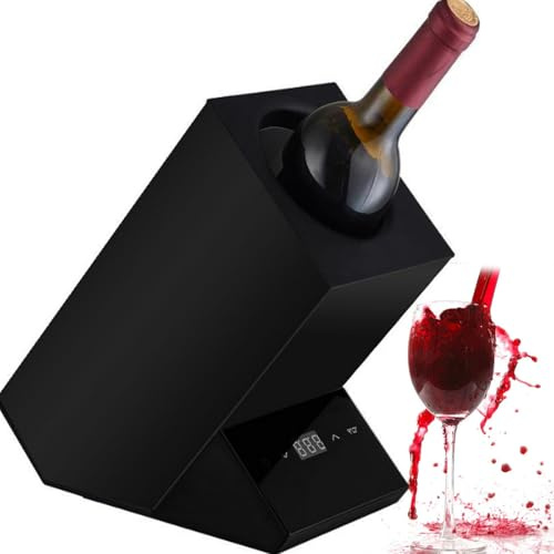 Drmoxin Enfriador De Vino Eléctrico, Enfriador Rápido De Vino Tinto O Blanco, para Vino, Champán, para Cocina, 210 X 135 X 240 mm, para Cerveza, Agua, Leche, Vino,Black
