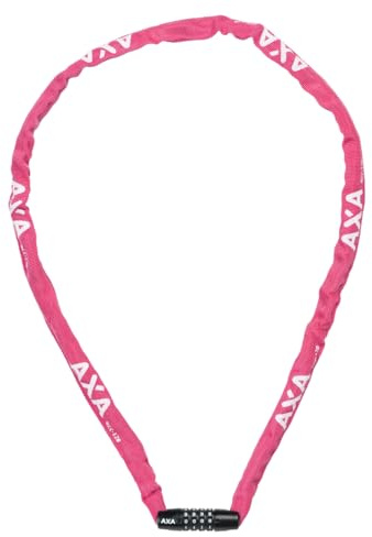 AXA Rigid RCC 120 – Kettenschloss mit Code – 120 cm lang – Stahlglieder 3,5 mm – Sicherheitsstufe 3 – Schutzhülle – Pink
