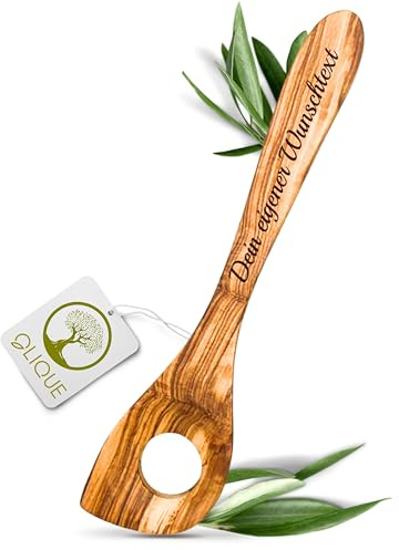 Risottolöffel personalisiert, Olivenholz - Handgemachter Holzkochlöffel mit Gravur als individuelles Geschenk