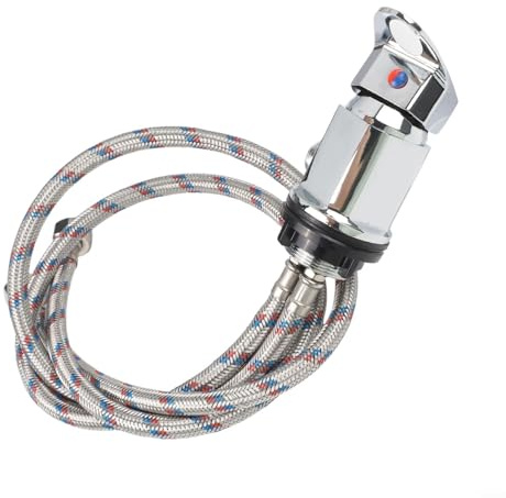 Besshepplo Grifo Mezclador de Ducha para Caravana RV, Salida G1/2, Tubo de desagüe de 80 cm, válvula de Control de Temperatura para caravanas y autocaravanas (Rojo/Azul).