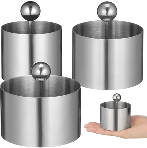 Ipetboom Juego Molde Redondo Inoxidable 1 Acero de Platos Fríos | Color Plata, Apto para Arroz y Repostería, Uso en Cocina, Fácil de Usar para Niños