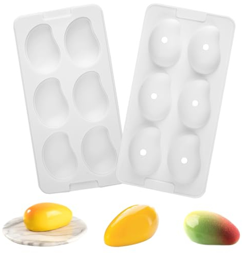EXIN DEHCEN 6 hål mango silikonform för bakning fondantform, silikon mangoform 3D, silikonform dessert silikon kakform, för choklad, mousse, pudding, bakverk