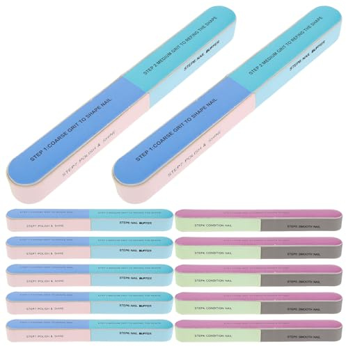 SAFIGLE Lot de 20 limes à ongles 7 positions, bloc de polissage pour façonner et faire briller les ongles naturels et acryliques.