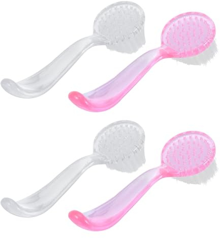 Spazzola per Pulizia Unghie con Manico, 4 Pezzi | Impugnatura Comoda, Plastico, Semplice e Pratica, per Unghie e Piedi in Bagno o Ufficio