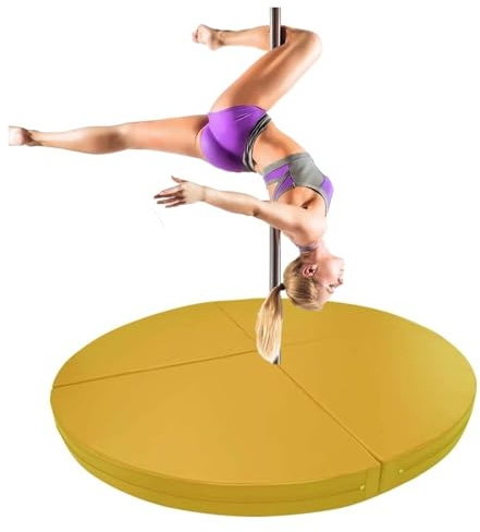 Pole Dance-matta, premium gul mottagningsmatta för pole dance-stänger – tjock skumsäkerhetskudde för striptestänger, gymnastik, luftyoga och fitness - tapi