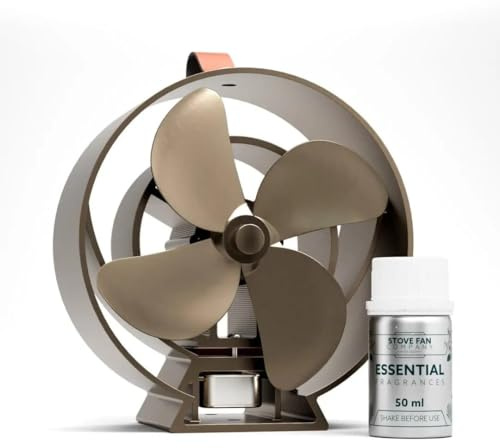 Arrows UK Stove Fan Company Brushed Bronze Viking Ember Heat Powered Stove Fan - Thermoelectric Eco Fan For Wood Burners, Log Burners & Multi-Fuel Stoves with Built-In Fragrance System