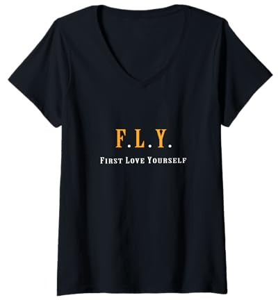 Mujer Naranja Color First Love Yourself Gráfico Naranja Camiseta Cuello V