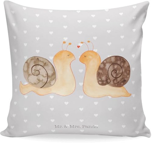 Mr. & Mrs. Panda Kissen Schnecken Liebe - Geschenk, Sofakissen, Ehemann, Verlobung, Couchkissen, Kissenbezüge, Heiraten, Paar, Kopfkissen 40x40,
