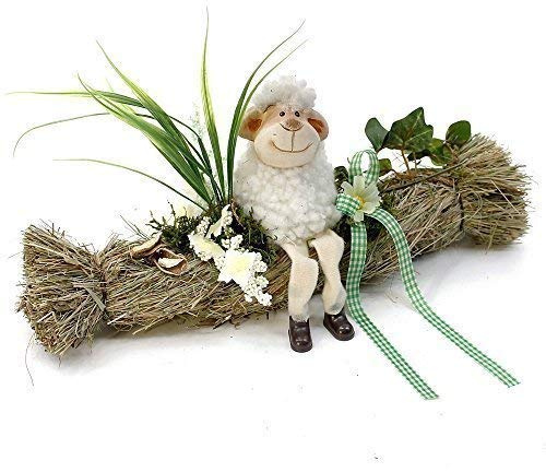 Small-Preis Tischdeko Zopf aus Stroh 28 cm mit Schaf Molly Handarbeit - Frühling - Ostern - 735