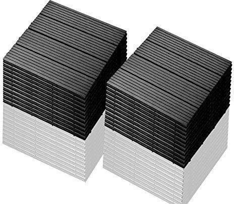 S SIENOC 22 Stück/ca. 2m² Terrassen-Fliese aus WPC Kunststoff, 22er Spar Set für 2 m², Garten-Fliese, Balkon Bodenbelag mit Drainage Unterkonstruktion 30x30cm (22x Grau 300 * 300 * 22mm)