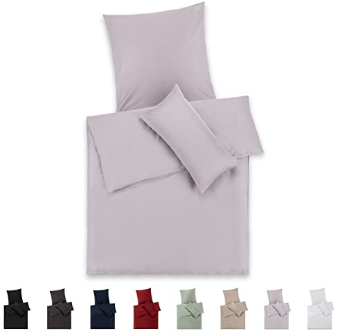 Blumtal Mako Satin Bettwäsche 135 x 200 & 40x80 cm Kissenbezug Grau - Oeko Tex Zertifizierte Satin Bettwäsche aus 100% Baumwolle - edler Bettbezug Glanzoptik 135x200 Satin mit Reißverschluss