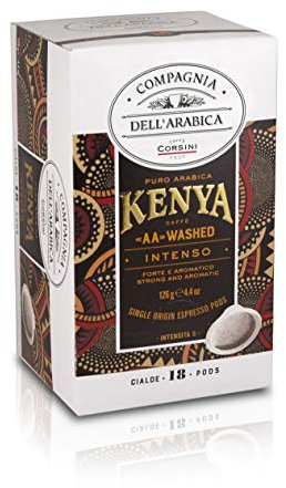 CAFFÈ CORSINI 1950 Caffè Espresso Cialde in Carta ESE 44mm Forte e Aromatico Monorigine Kenya - Pacco da 18 Cialde