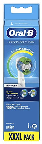 Oral-B Precision Clean Testine Spazzolino Elettrico, Confezione da 10 Testine di Ricambio, 3 Tipi di Setole per una Pulizia Precisa e Sbiancante, Indicatore di Utilizzo della Testina