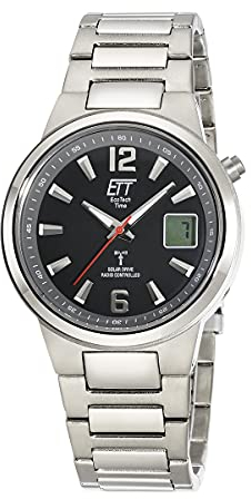 ETT Eco Tech Time Funk Solar Herren Uhr Analog mit digitalem Datum mit Titan Armband EGT-11465-51M