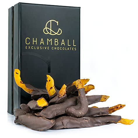 CHAMBALL Orange · Scatola di Bonbon all'Arancia Canditi ricoperti di Cioccolato Fondente Artigianale · Esclusivo Snack all'Arancia per i palati più esigenti