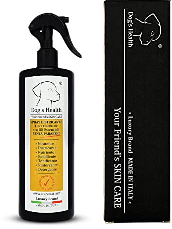 Dog's Health - Spray 500 ml zum Entwirren von Hundehaaren - Entwirren von Hundehaaren für Hunde mit mittlerem und langem Haar, auf Basis von Arganöl, Niemöl und Aloe Vera. Nicht fettend, 100 %