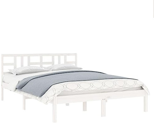 vidaXL Massivholzbett Holzbett Doppelbett Bettgestell Lattenrost Bett Bettrahmen Schlafzimmerbett Schlafzimmermöbel Weiß 120x200cm