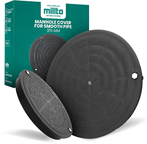 Millto™ Schachtdeckel Revisionsschachtdeckel Kl. A15 Unterflur-Entwässerungsinspektion glattes Rohr Rohr massiv Erdentwässerungsdeckel rund 315mm
