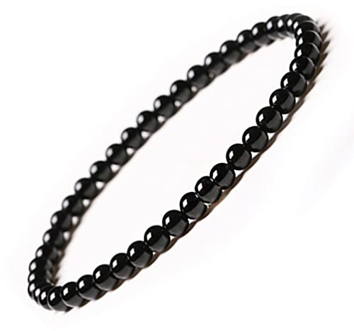 EUMENIDES Schwarzes Armband, Reines Schwarzes Obsidianarmband.Rein Und UnverfäLscht.4/6/8/10/12MM (6MM)