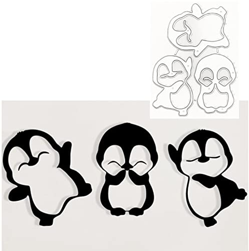 3 Stück/Set Pinguin-Metall-Stanzformen, niedliche Pinguin-Tier-Rahmen-Schablonen, DIY-Bastelkarten, Stanzformen für DIY-Prägung, Kartenherstellung, Foto, dekorative Papierformen, Scrapbooking