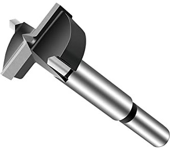 Aoktorkit 38mm Forstner Drill Bit, Black Tungsten Steel Wood Boring Bit, Round Shank, 1 Count