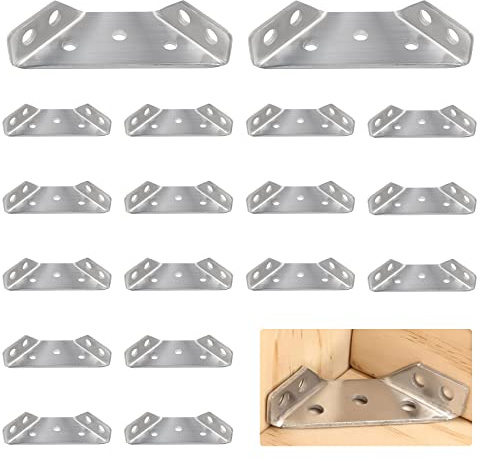 Triangulärt stöd av rostfritt stål, 20 stycken vinkelklämmor triangel form hörnklämma, rostfritt stål möbelkontakter reparation platta hörnvinkel för skåp bord stol (69 x 30)