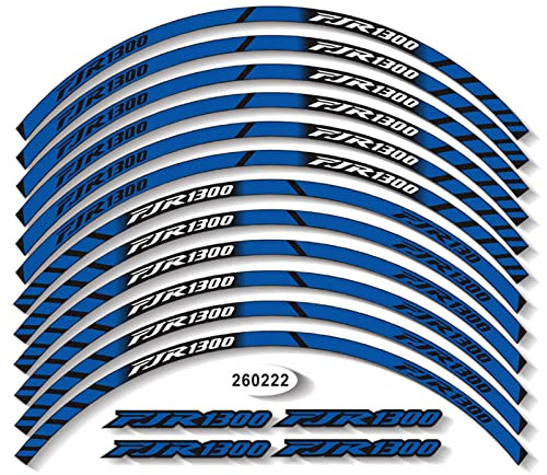 ROANNY Felgenband Motorrad-Radaufkleber, Coole Streifen, reflektierende Aufkleber, geeignet für Yamaha FJR1300 Fjr 1300 (Color : Blu)