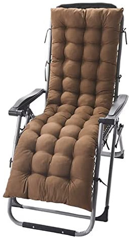 DXDRT Auflagen für Gartenliegen Dick Sonnenliegen Kissen mit Krawatten, 170x48x8cm Relaxliegenauflage, Bequeme Sonnenliegen-Matratze, gesteppt Kissen Lounge Chair Pads,Braun