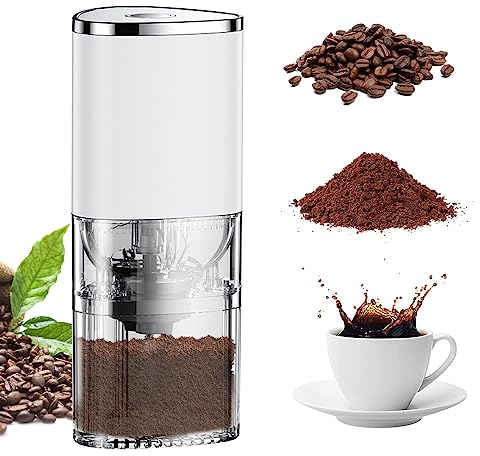 Portable Electric Burr Coffee Grinder, Compact Automatic Ceramic Conical Burr Grinder with Multiple Grind Settings,Detachable,USB Rechargeable Mini Coffee Bean Grinder for Beans,Nuts,Grains,30g,155ML