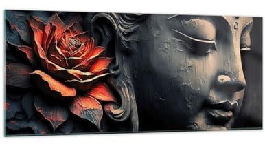 Decoracion Salon Buda India Meditación Vidrios decorativos 120x50cm Cuadro Sobre Vidrio Moderno Dormitorio Cocina Cuadros Pared Impresiones Impresión en Cristal Wall Art Prints Grande GAB120x50-5790