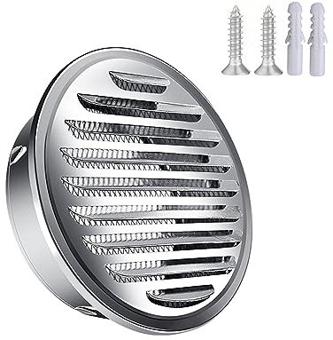 Lüftungsgitter Rund Abdeckung Edelstahl, Lüftungsgitter Rund Abdeckung, Rohranschluss Abluftgitter Gitter, Edelstahl Lüftungsgitter, Belüftung Insektenschutzgitter, für Bäder ( Color : Silver , Size :