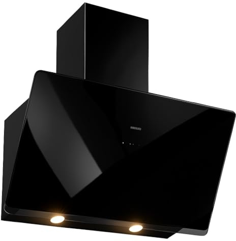Hotte murale noire Silverline 3457.8.733.04, Soho Noir 80 cm, Capacité 627 m3, 3 vitesses, contrôle tactile, bruit max 63 dB(A), éclairage LED 2 x 3 W, drop control