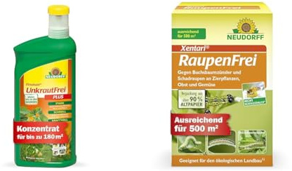 Neudorff - Finalsan UnkrautFrei Plus. Kraftvoller Unkrautvernichter & Xentari RaupenFrei, bekämpft biologisch Buchsbaumzünsler und andere Schadraupen