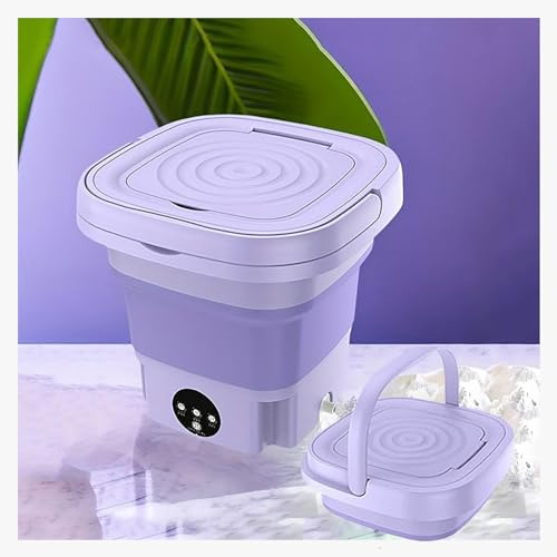 Lavatrice da Campeggio, 8L Lavatrice Portatile Con Centrifuga con Turbina a Ultrasuoni,Touch Screen Lavatrice Portatile per Biancheria Intima,Calzini,Viaggiare,Campeggio,Purple
