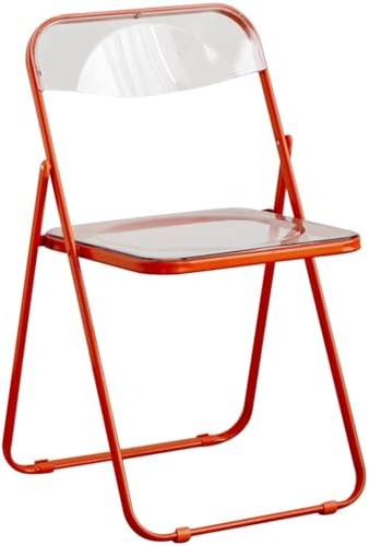 Kreativer Farbiger Transparenter Klappstuhl, Modische Klappbare Besprechungsstühle, Tragbare Empfangsstühle, Café-Dekorations-Empfangsstuhl(Orange)
