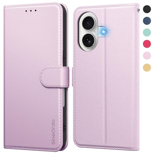 SineOrdo Cover compatible con iPhone 16 Custodia, Custodia iPhone 16 Cover Libro Portafoglio Folio Pelle Flip Stand Case - Oro rosa