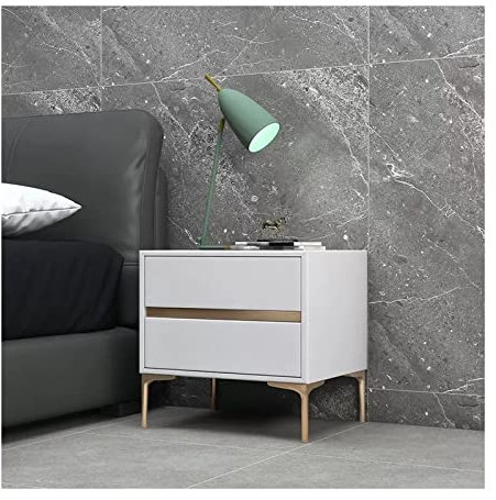 CVNIMV Nachttisch, Schubladenkommode, Massivholz, Nachttisch für Schlafzimmer, klein, minimalistisch, modern, Nachttisch, Nachttisch, schmaler Schrank, Doppelschublade