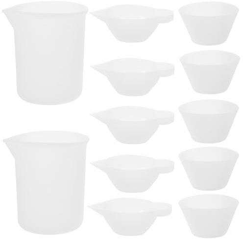 PHENOFICE Set De Vasos Medidores De Resina Epoxi y Silicona Flexible 12 Piezas Para Manualidades Diy Resistente y Duradero Para Artesanía Creativa y Bricolaje