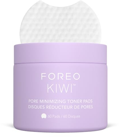 FOREO KIWI Porenverfeinernde Toner-Pads – Hamamelis & Cica, 60 Stk. | Toner-Pads, Porenverfeinerung, Hamamelis, Cica, Peeling-Pads, Fettige Haut, Empfindliche Haut, Doppelseitig, Vegan