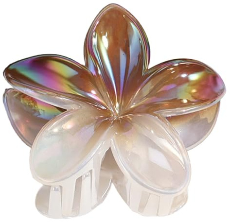 1 pince à cheveux en forme de fleur - En acrylique - Motif hawaïen - Multicolore - Antidérapante - Accessoire de coiffure pour cheveux épais et fins - 7,8 x 7 cm - Marron foncé